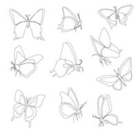 un beau dessin au trait de papillons volants. illustration vectorielle vecteur