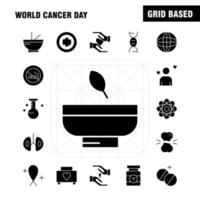 les icônes de glyphes solides de la journée mondiale du cancer sont définies pour l'infographie le kit uxui mobile et la conception d'impression incluent le ruban des mains vecteur