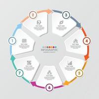 infographie de cercle de base avec 7 étapes, processus ou options. vecteur