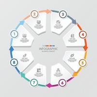 infographie de cercle de base avec 8 étapes, processus ou options. vecteur