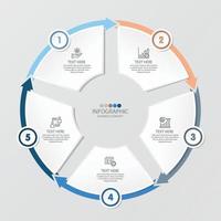 infographie de cercle de base avec 5 étapes, processus ou options. vecteur