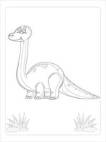 coloriage de dessin animé de dinosaures pour les enfants vecteur