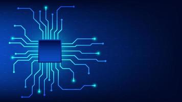 carte de circuit imprimé numérique de haute technologie. pad ai et lignes électriques connectées sur fond d'éclairage bleu. concept d'élément de conception de technologie futuriste vecteur