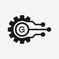 modèle de conception de logo créatif lettre g gear vecteur