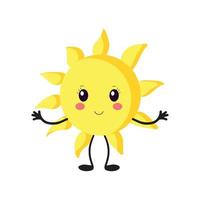 logo vectoriel de l'icône du soleil. silhouette d'un style kawaii. icône de soleil sur un fond blanc isolé
