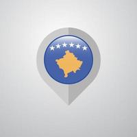 pointeur de navigation de carte avec le vecteur de conception du drapeau du kosovo