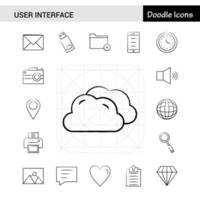 ensemble de 17 jeux d'icônes dessinées à la main de l'interface utilisateur vecteur