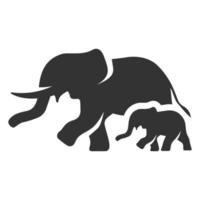 éléphants icône noir et blanc vecteur