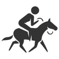 icône noir et blanc équitation vecteur
