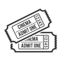 billet de cinéma icône noir et blanc vecteur