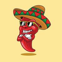 mascotte de vecteur premium d'illustration de piment mexicain
