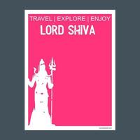 lord shiva inde monument historique brochure style plat et typographie vecteur