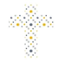 croix avec des fleurs de printemps dans un style minimaliste vecteur
