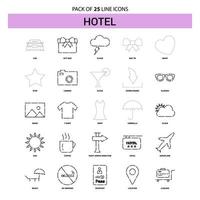 jeu d'icônes de ligne d'hôtel 25 style de contour en pointillé vecteur