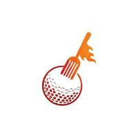 modèle de conception de logo golf et fourche. illustration créative de vecteur de conception de logo de restaurant de golf