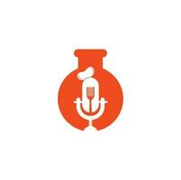 modèle de conception de logo de concept de forme de laboratoire de podcast de chef. vecteur de conception de logo d'éducation de chef