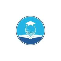 livre de graduation vecteur de conception de logo de golf. Élément de conception de logo icône livre de golf