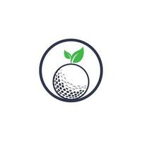 modèle de logo de feuilles de golf. balle de golf et feuilles, balle de golf et logo de sport vecteur