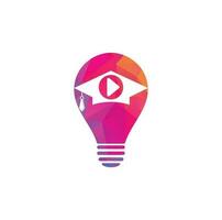 conception de logo vectoriel de concept de forme d'ampoule de lecteur multimédia d'éducation. conception de modèle de logo de jeu scolaire