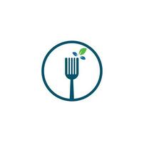 création de logo d'aliments sains. icône du logo fourche et feuille. vecteur