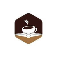 création de logo vectoriel de livre de café. logo emblématique de la librairie de thé.