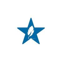 conception de vecteur de symbole de concept de forme d'étoile de plume de plume. concept de logo d'éducation et de publication.