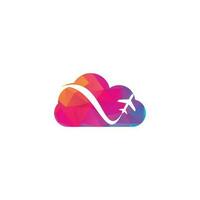 logo de concept de forme de nuage de voyage d'avion. je vecteur
