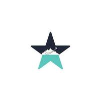 conception de logo vectoriel de concept de forme d'étoile d'avion et de montagne. création de logo de voyage. avion avec logo montagne