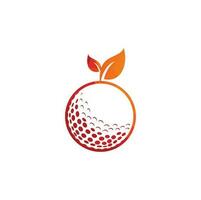 modèle de logo de feuilles de golf. balle de golf et feuilles, balle de golf et logo de sport vecteur