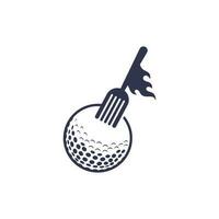 modèle de conception de logo golf et fourche. illustration créative de vecteur de conception de logo de restaurant de golf