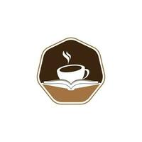 création de logo vectoriel de livre de café. logo emblématique de la librairie de thé.