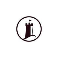 château vague logo icône illustration vectorielle. château simple et logo de vague océanique vecteur