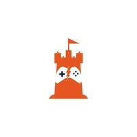 vecteur de logo château et jeu. contrôleur de concept de modèle de conception de logo de jeu de château.