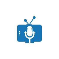 création de logo vectoriel de podcast de télévision. icône de podcast de télévision. concept de logo de podcast vidéo numérique.