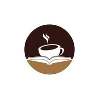 création de logo vectoriel de livre de café. logo emblématique de la librairie de thé.