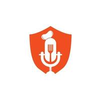 modèle de conception de logo de podcast de chef. vecteur de conception de logo d'éducation de chef