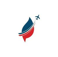 modèle de conception de logo de voyage d'avion de feuille. voyager avec le vecteur de conception de logo feuille