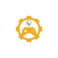 modèle de conception de logo de concept de forme d'engrenage de jeu de golf. élément de conception de logo icône jeu de golf vecteur