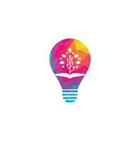 conception de logo de concept de forme d'ampoule de livre et d'arbre de technologie. vecteur de conception de logo tech éducation