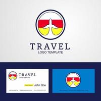 voyage en ossétie du nord cercle créatif logo drapeau et conception de carte de visite vecteur
