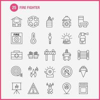 icône de ligne de pompier pour l'impression web et le kit uxui mobile tel que le feu de pompier feu pompier barrière conseil combattant feu pictogramme pack vecteur