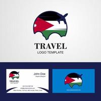 conception du logo et de la carte de visite du drapeau jordanien de voyage vecteur