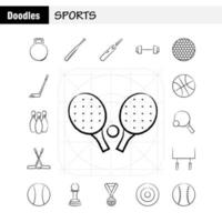icônes de sport dessinés à la main pour infographie kit uxui mobile et conception d'impression comprennent roue voiture véhicule voyage drapeau sport drapeau drapeaux eps 10 vecteur