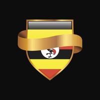 vecteur de conception de badge doré drapeau ouganda