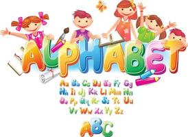 alphabet avec les enfants vecteur