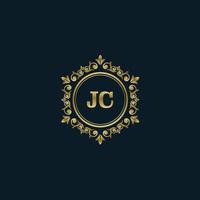 logo lettre jc avec modèle or de luxe. modèle vectoriel de logo d'élégance.