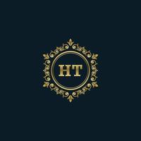 logo lettre ht avec modèle or de luxe. modèle vectoriel de logo d'élégance.