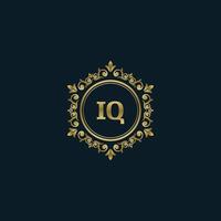 logo lettre iq avec modèle or de luxe. modèle vectoriel de logo d'élégance.