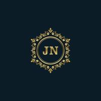 logo lettre jn avec modèle or de luxe. modèle vectoriel de logo d'élégance.