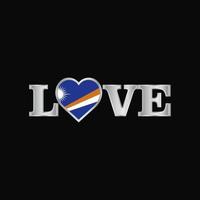 typographie d'amour avec le vecteur de conception du drapeau des îles marshall